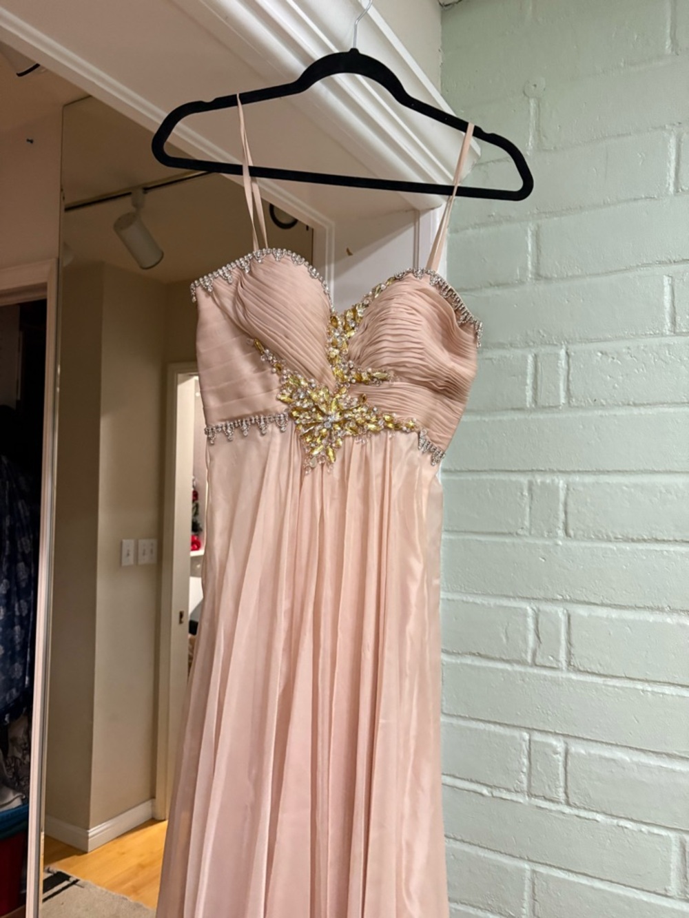 Blush Pink Beaded Evening Gown